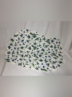 April Cornell Blueberry Quilted Placemats Set of 4 Scalloped Cotton Farmhouse